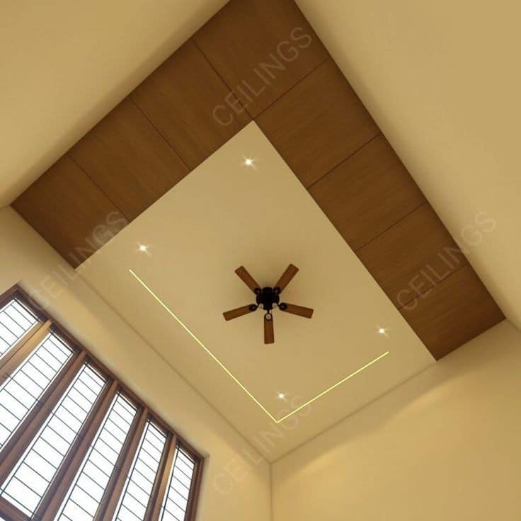 wood panel false ceiling